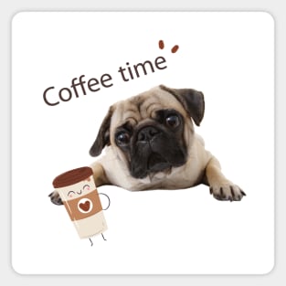 Pug loves his coffee Magnet